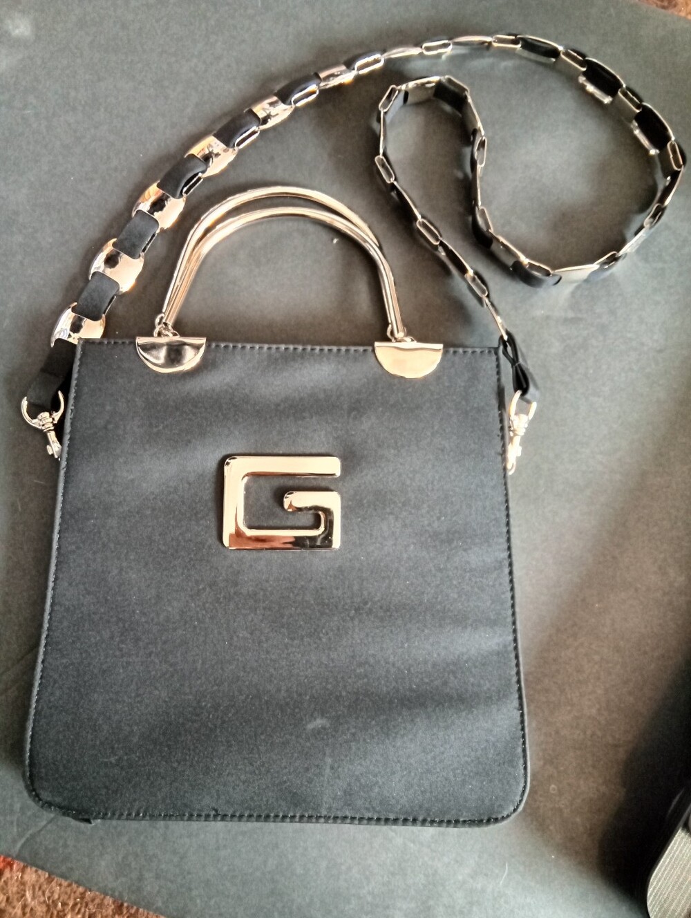 Black Women's Top-Handle Shoulder Bag with Silver Hardware